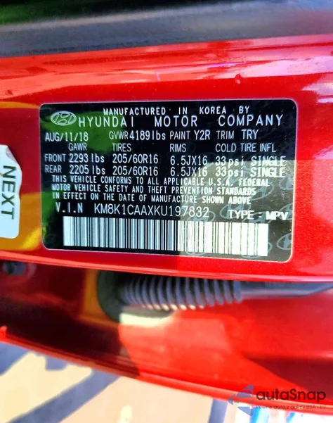 2019 Hyundai Kona Se z USA, uszkodzony, nr VIN KM8K1CAAXKU197832